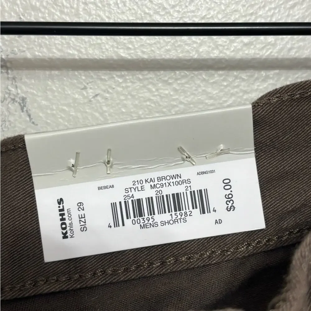 NWT Men's Croft & Barrow Kohl’s Side-Elastic 7.5-inch Cargo Shorts in Brown 29